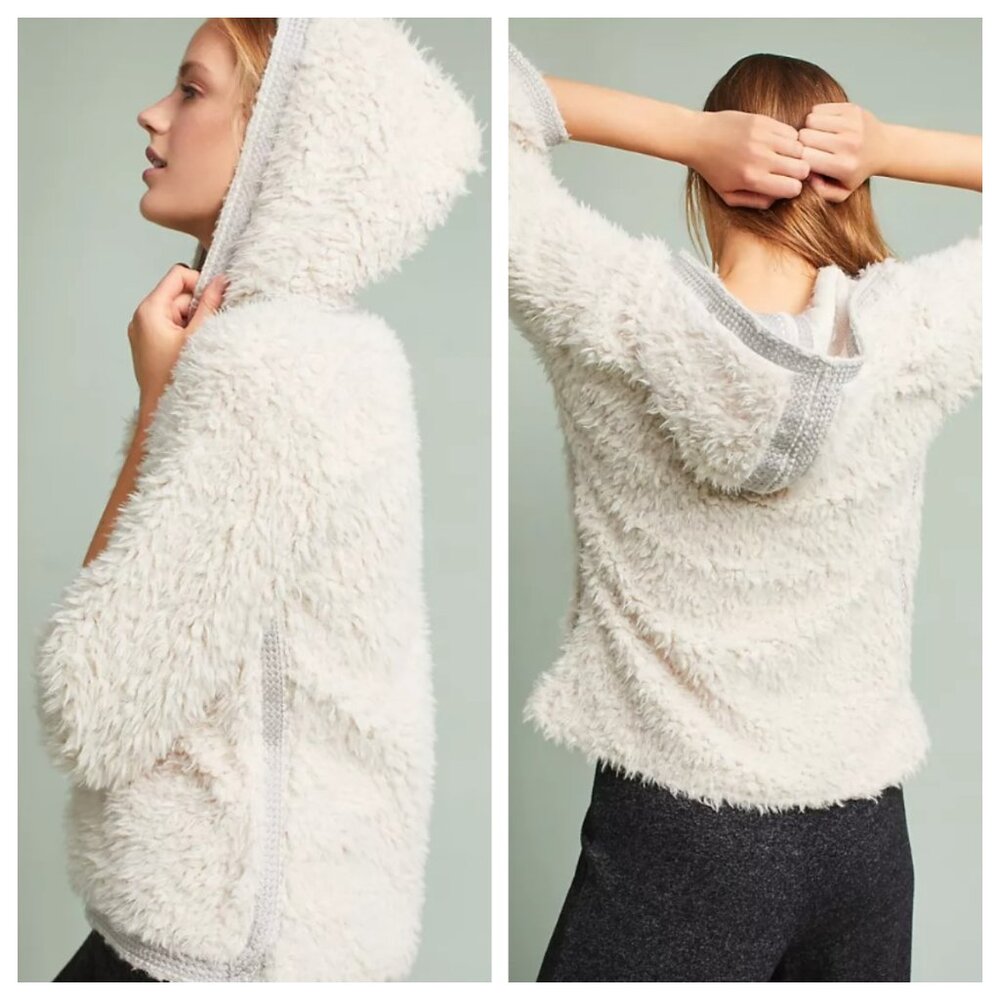 NWT Anthropologie Akemi + Kin Fleece Sherpa Pullover Hoodie Sweater L